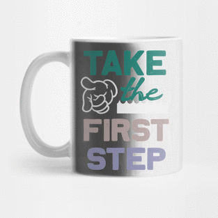 Take the first step, Dream big, work hard. Inspirational motivational quote. Dreams don't work unless you do. Take the first step. Believe in yourself. Fail and learn Mug